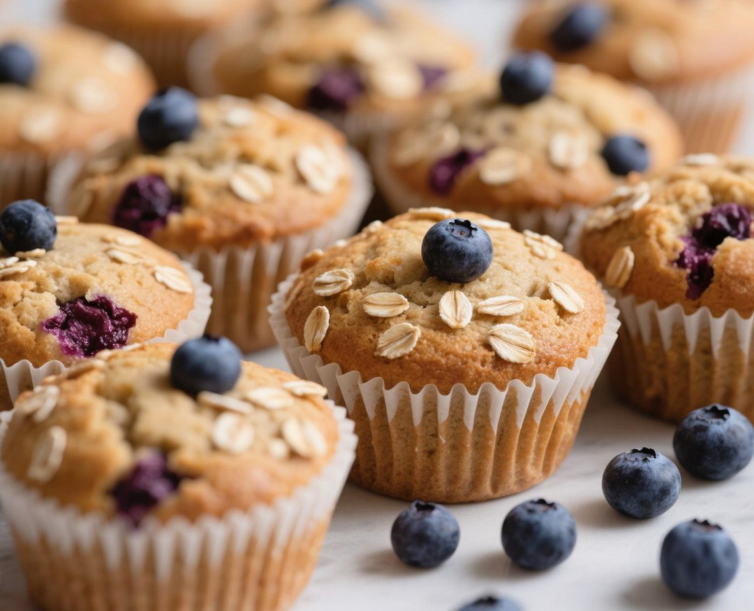 You can prepare these healthy blueberry muffins in just a few steps. They turn out soft and tender, with natural sweetness coming from the ingredients. This recipe uses Greek yogurt and oats to deliver a high-fiber, oil-free breakfast option that you can confidently prepare in your own kitchen.