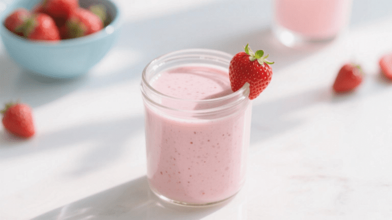 Grab a spoon and prepare this thick, delicious Pineapple Upside-Down Strawberry Smoothie as a breakfast treat or a post workout snack.