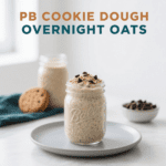 Start your day with these peanut butter chocolate chip cookie dough overnight oats and get 18 grams of protein plus a ton of fiber in your first meal of the day.