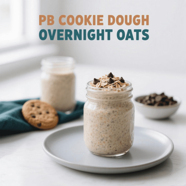 Start your day with these peanut butter chocolate chip cookie dough overnight oats and get 18 grams of protein plus a ton of fiber in your first meal of the day.