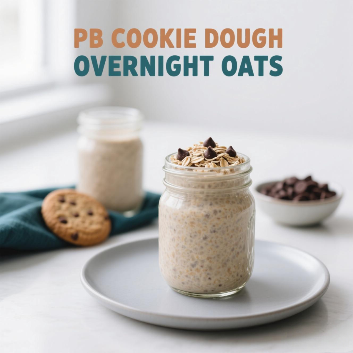 Start your day with these peanut butter chocolate chip cookie dough overnight oats and get 18 grams of protein plus a ton of fiber in your first meal of the day.