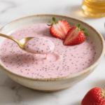 This strawberry chia pudding with Greek yogurt offers a creamy make-ahead breakfast that you can prepare in minutes and then eat straight from the fridge. It delivers a filling and gently sweet start to the day.