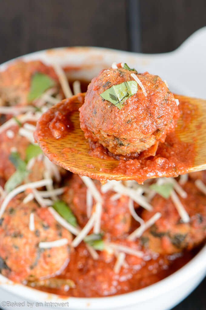 Slow Cooker Turkey Meatballs Florentine | Baked by an Introvert