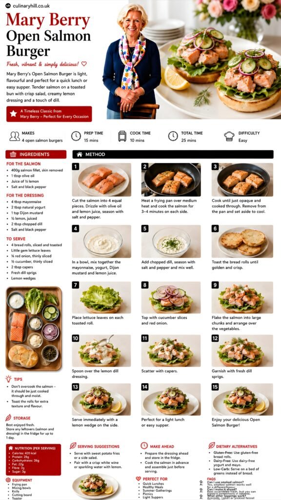 mary berry open salmon burger